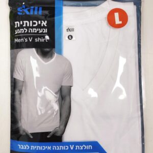 חולצת טי צוארון וי לבן